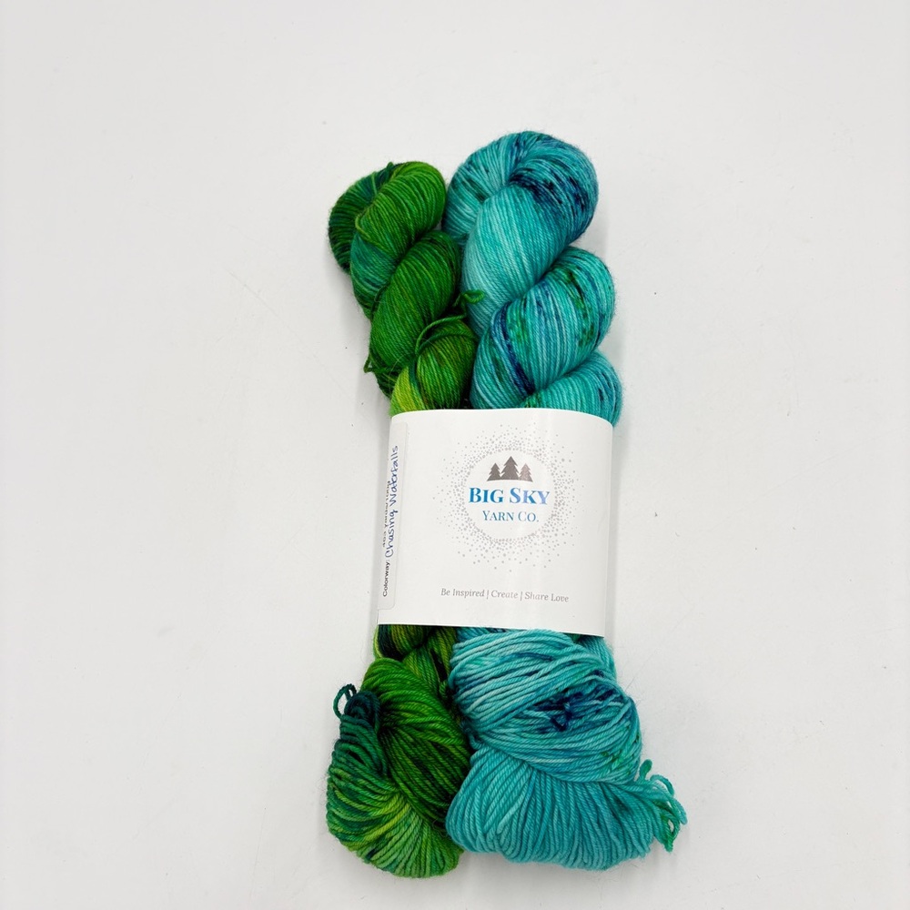 Big Sky Blue Green Sock Set Fingering Weight Superwash Merino Nylon Yarn Destash
